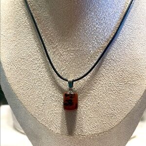 Elegant Black and Brown Mahogany Obsidian Pendant Necklace
